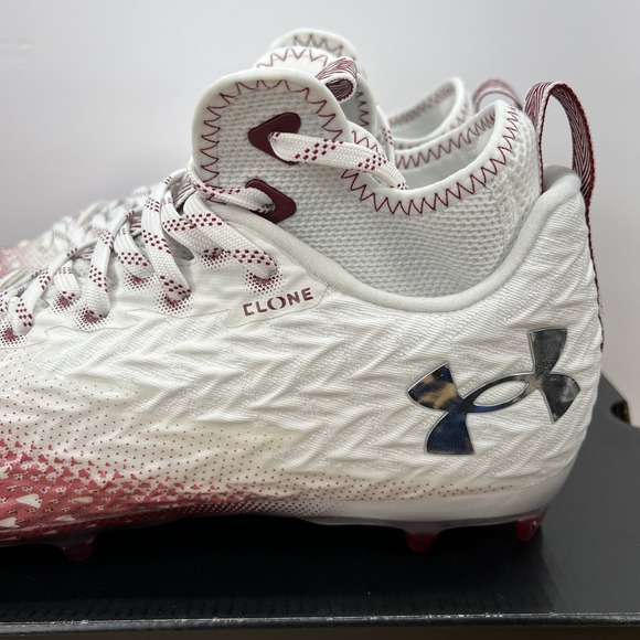 Under Armour Men's 11 Spotlight Clone 3.0 MC Football Cleats 3026334-107 WHT/RED - Picture 2 of 12